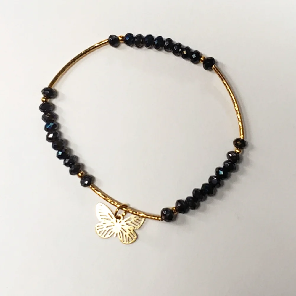 Bracelet, stackable dainty butterfly detail. Single bracelet - Picture 3 of 6
